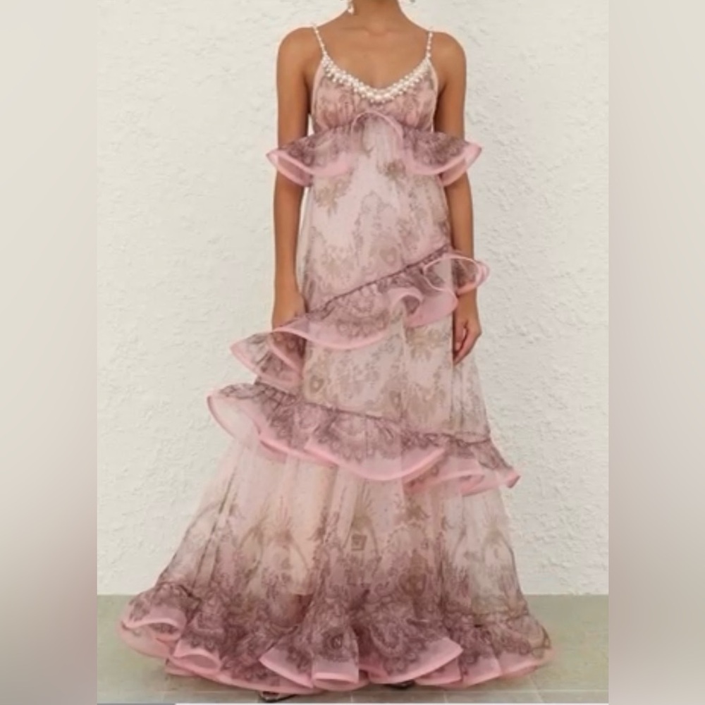 Zimmermann Crushed Embellished Maxi Dress